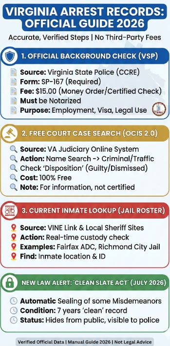 Virginia arrest records official guide 2026 infographic